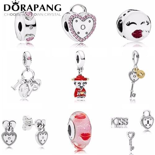 NEW 2018 Valentines Day Newest 925 Sterling Silver Bead Red Heart shaped Charm for Women of Fashion DIY Bracelet Bangle