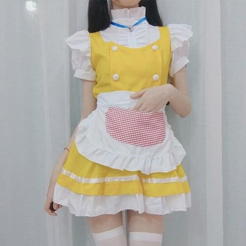 Anbenser Japanese Kawaii Anime Cosplay Maid Costumes Lolita Dress Costumes for Women Cute Cat Girls Party Princess Outfits