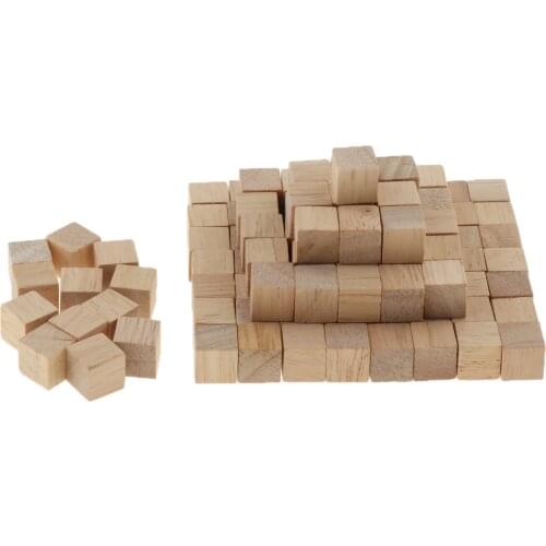 1cm Blank Wooden Cubes Wood Blocks for Kids Baby Shower DIY Crafts Carving Art Supplies, Pack of 100