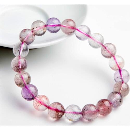 10mm Free Shipping Genuine Natural Super Seven Melody Stone Round Colorful Crystal Beads Jewelry Women Stretch Bracelet