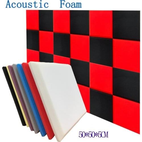 4PCS 50X50X5cm Acoustic Foam Soundproof Foam Sound Absorption Treatment Flat Panel Tile Wedge Protective Sponge