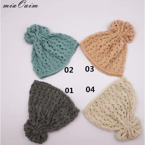 4Color/Lot Candy Color Unisex Girls Boys Hat Costume Hand Crochet Knit Infant Beanies Accessories Newborn Baby Photography Prop