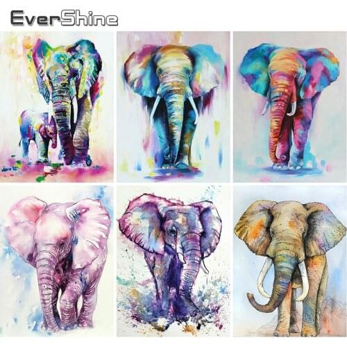 EverShine DIY Diamond Painting Elephant 5D Full Drill Square Diamond Embroidery Animal Mosaic Cross Stitch Home Decor
