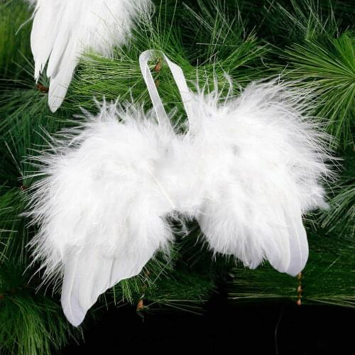 1Pcs White Feather Wing Lovely Chic Angel Christmas Tree Decoration Hanging Ornament Home/Party/Wedding Ornaments