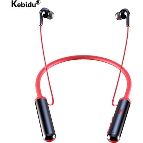 Kebidu 5.0 Bluetooth Headphones Neckband Rim Wireless Sports Earphones Stereo Noise Cancelling Support 600mAh Battery TF Player