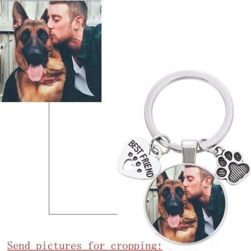 Custom DIY Dog Cat Photo Keychain Gift I Love Dog Glass Crystal Pendant Mini Keychain Keychain Men And Women Same Style Use Keyc