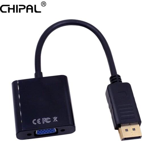 CHIPAL DisplayPort DP to VGA Adapter Cable 1080P Display Port Male to Female Converter for MacBook HDVD DTV Monitor Projector