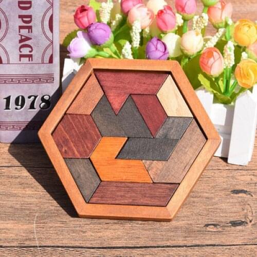 Wooden special-shaped blocks adult children wooden toys hexagonal three-dimensional puzzle Huarong Road digital platter