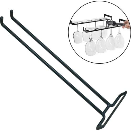 Wine Glass Holder Under Cabinet Rack Storage Organizer Stemware Racks Single Row Hanger Shelf Metal Racks