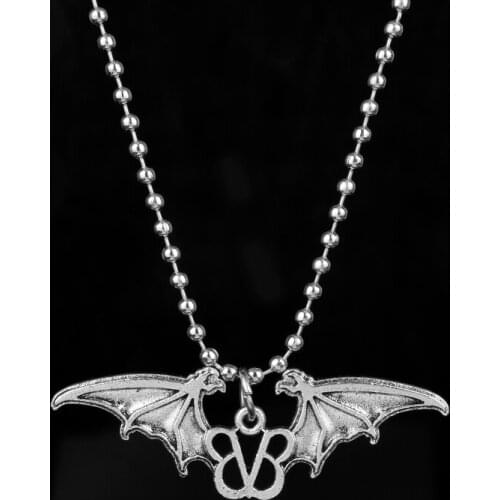 Dongsheng Music Jewelry Rock Music BVB Logo with Bat Wings Pendants&Necklaces Women Man Fans Beads Chain Necklace -30