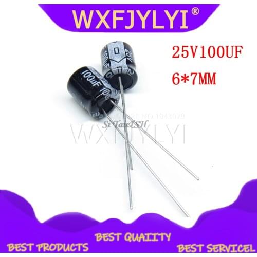 50PCS Higt quality 25V100UF 6*7mm 100UF 6.3*7 25V Electrolytic capacitor