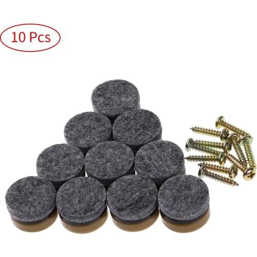 10Pcs Screw-On Feet Felt Pads Adhesive Chair Leg Caps Anti Slip Furniture Mats Table Desk Tube End Legs Covers Floor Protectors