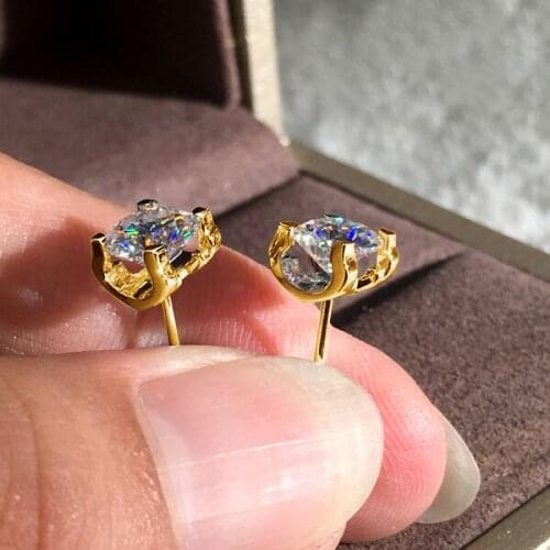 Dainty Female Crystal Round Small Earrings Rose Gold Silver Color Stud Earrings Cute White Zircon Wedding Earrings For Women