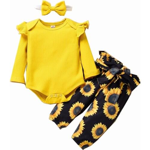 Fall Winter Kid Newborn Baby Toddler Girl Clothes Lounge Set Long Sleeve Knitted Top Floral Long Pants Outfits 3 16 18 24 Month