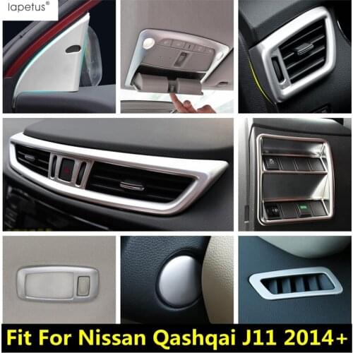 Matte Accessories For Nissan Qashqai J11 2014 - 2020 Pillar A Air AC Vent Reading Light Steering Wheel Gear Panel Cover Kit Trim