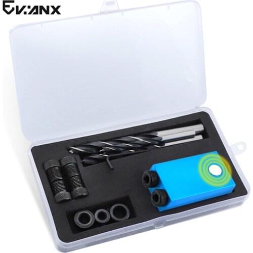 Pocket Hole Jig With Magnet Aluminum Alloy Drill Guide Woodworking Hole Drill 6 8 10mm With Box Tool For Carpentry