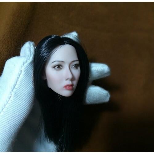 1/6 Scale Kim Hyun A Girl Black/Gold curls Hair Korea Beauty Female Head Sculpt Carving 12" Action Body Model Accessories