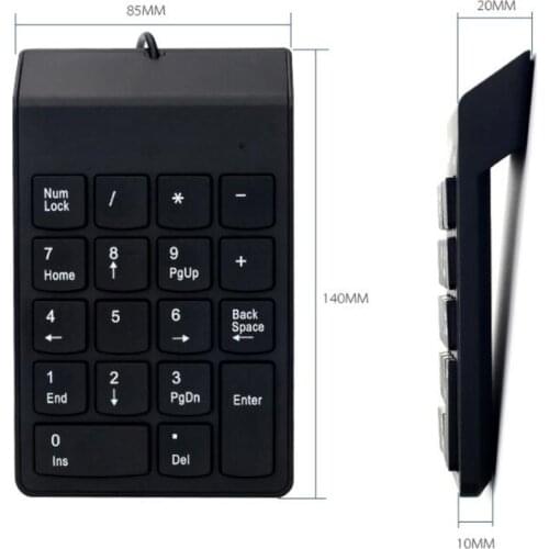 Small-Size 2.4GHz Wire Numeric Keypad Numpad 18 Keys Digital Keyboard For Accounting Teller Laptop Notebook Tablet Number