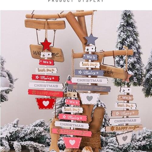 Cute Felt Wooden Elk Christmas Tree Decorations Hanging Pendant Deer Craft Ornament Christmas Decorations for Home New Year 2021