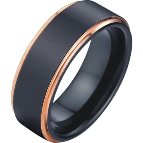 100% handmade fashion jewelry true tungsten ring men rose black Alliances Anniversary Wedding Band Couple Rings for women