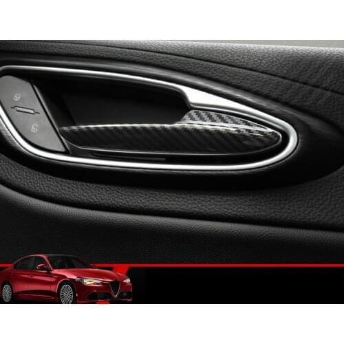 4 Pcs/set ABS Carbon Fiber Car Door Handle Cover Trim Sticker Auto Accessories Styling For Alfa Romeo Giulia Stelvio 2017
