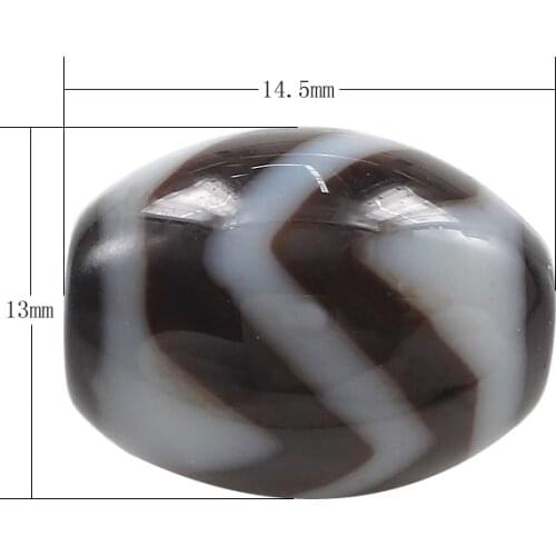 Natural Tibetan Dzi Beads for making diy Jewelry Bracelet necklace Oval, tiger teeth & two tone, 14.50x13x3mm, Sold By PC