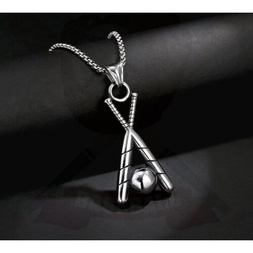 European American Men Baseball Necklace Exquisite Jewelry Fashion Cool Young Students Trend Chain Stainless Steel Metal Pendant