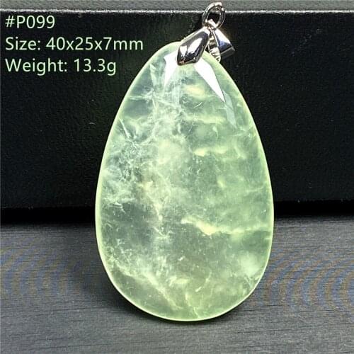 Top Natural Green Prehnite Pendant Jewelry For Women Lady Men Healing Luck Crystal 40x25x7mm Beads Gemstone Silver Stone AAAAA