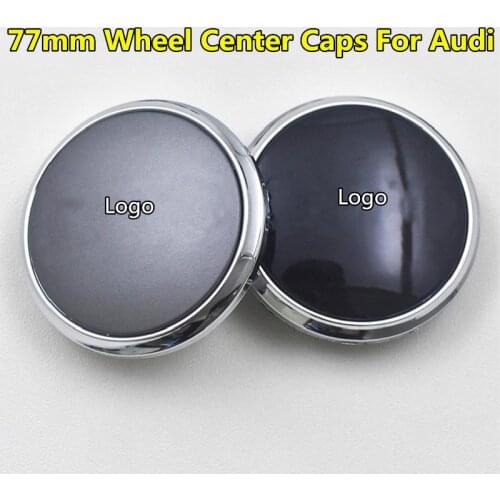 WL 4pcs ABS Chrome Black 77mm Car Wheel Center Cap For Audi Q7 Auto Replacement Accessories Hub Cover Tire Rims Oem 4L0 601 170
