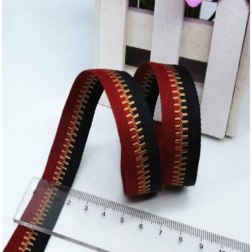 Pretty 3/4" 20mm (1 meter/lot ) Red Black Zipper design belt DIY handmade Clothing accessories backpack decoration Accessories
