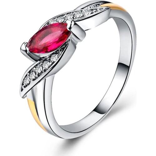 Simple Fashion Rings For Women Elegant Female Red Crystal Ring Jewelry Creative Geometric Ladies Jewelry
