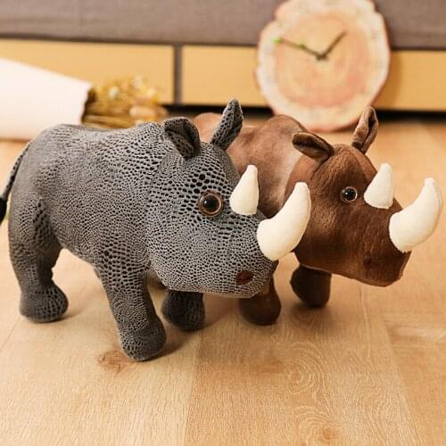 28~45CM Simulation Rhinoceros Plush Toys Lifelike Stuffed Animal Soft Real Life Rhinoceros Doll Decor Birthday Gift For Kids Toy