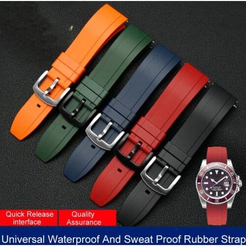 Curved End Rubber Silicone Watch Bands For Omega Watch AT150 MasterSea 007 for Seiko-Strap Brand Watchband20mm 22mm 24mm