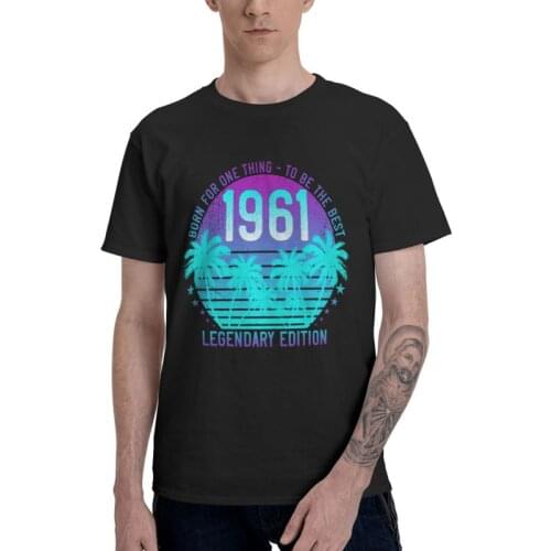 Made In 1961 60 Years Old Vintage T-Shirts Men Fashion T Shirts Short Sleeve 60th Vaporwave Aesthetic Sunset Tshirt Cotton Tee