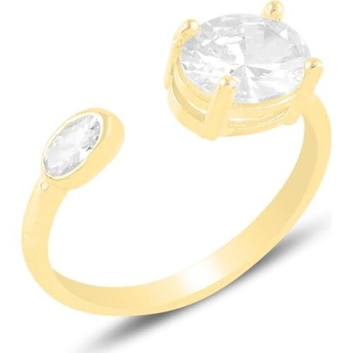 Silver 925 Sterling Oval Zircon Engagement Adjustable Tall Ring