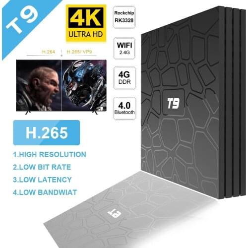 Android TV Box T9 RK3328 QuadCore 4GB RAM 64GB ROM USB 3.0 4K Set Top Box 2.4G/5G Dual WIFI 4G 32G TVBOX Smart Media Player