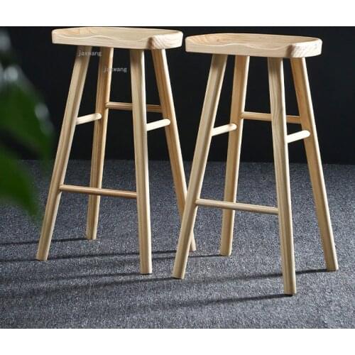 Solid Wood Living Room Clothing Store High Bar Stool Modern Minimalist Bedroom Hotel Bar Chair Nordic Home Restaurant Bar Chairs