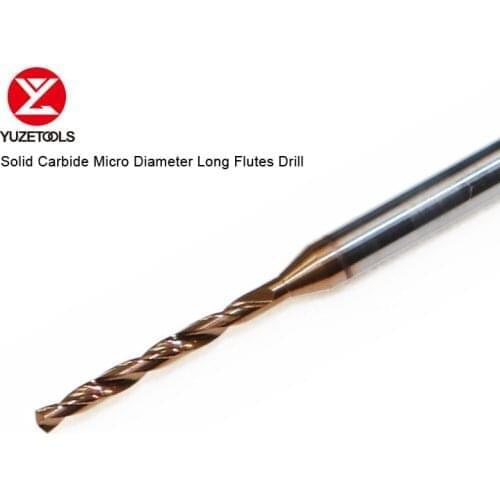 Solid carbide Micro Diameter Long Flutes Drill YUZETOOLS precision series 0.04-0.99mm micro drill