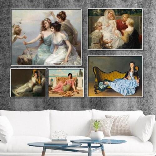 Home Decoration Print Canvas Wall Art Picture Paintings European Court character scene painting The woman on the chair