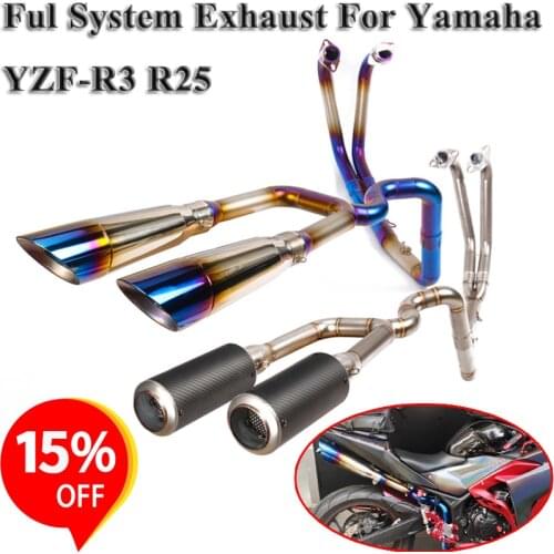 Slip On For Yamaha R3 YZF R25 YZF-R3 Motorcycle Full System GP Exhaust Muffler Escape Modified Front Connection Middle Link Pipe