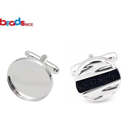 Beadsnice ID8898D 100pcs SIlver Plated Cufflink Manufacturer Round Bezel Setting Cufflink Blanks Suppliers