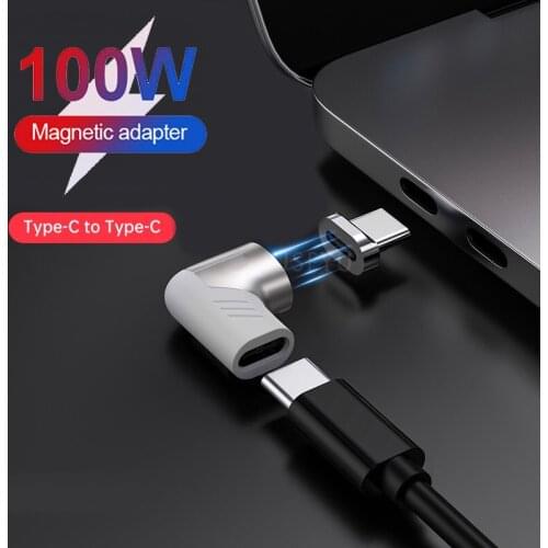 100W Elbow Magnetic Charger Converter Mobile Phone Adapter Connect Type C Charging Cable Plug For iPhone 12 11 Pox Max Xiaomi11