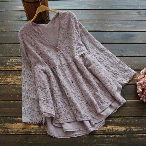 5896 new spring women Literary Japan style mori girl embroidery loose Fake two-piece tops V-Neck long sleeve cotton shirts