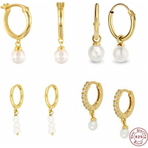 925 Sterling Silver Womens Earrings Korean Pearl Pendant Earrings For Lovers' Anniversary Wedding Gift Fine Earring Brincos