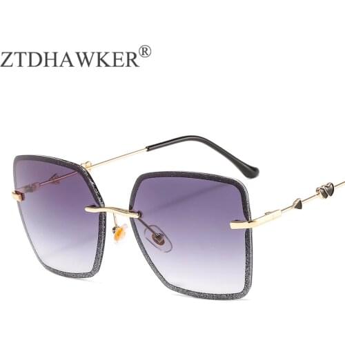 Mosaic Colorful Crystal Frameless Sunglasses High Quality Women Fashion Luxury Glasses UV400