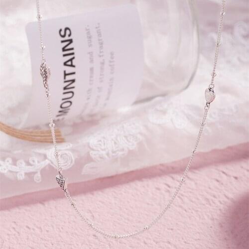 2019 NEW 100% 925 Sterling Sparkling Arrow Necklace Clear CZ Fit Women Valentines Day Original Fashion Jewelry Gift
