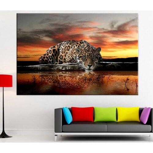 Canvas Painting Animal Wall Art Cheetah Leopard Landscape Posters and Prints Wall Pictures for Living Room Decoration Home Decor