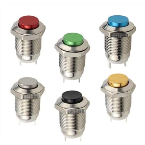 22mm Metal Push Button Switch Power Button Waterproof Flat Circular Button Momentary/Latching Type Button Start Stop