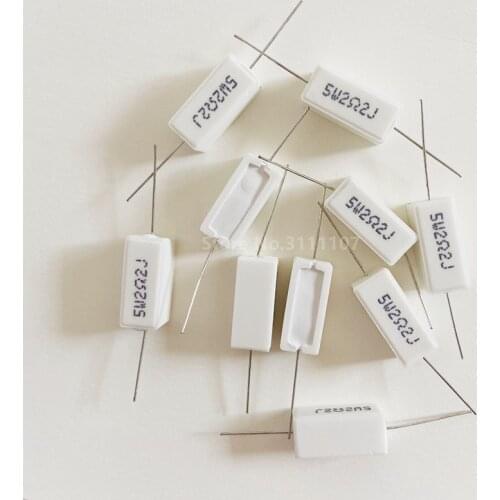 10PCS/LOT 5W 2.2 Ohm 2.2R 2R2 Resistance Ceramic Cement Resistor Cement resistance 5% Error