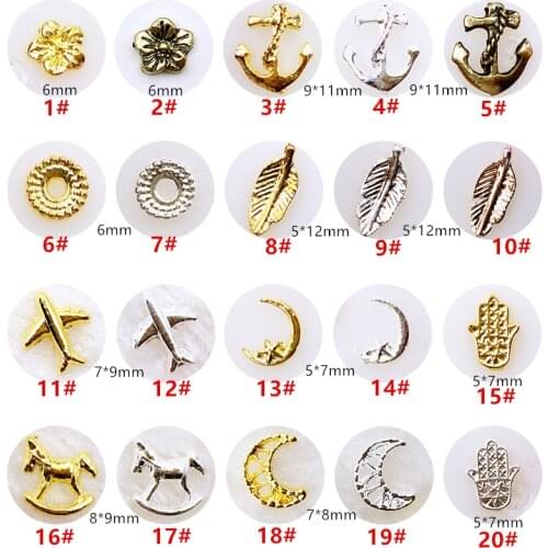 10pcs/lot Japan Korea 3D Nail Art Decorations Metal Flower Leaf Moon Nail Parts Alloy Nail Accessory Charm Nail Tools Supplies